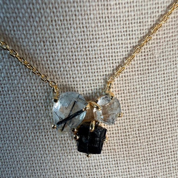 Jewelry - Terminated Quartz Sri Lanka, Raw Tourmaline & Herkimer Diamond Necklace